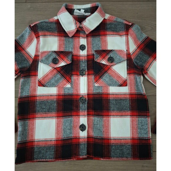 BB Dakota By Steve Madden Women's Button Down Boxy Shacket Women's XS Red - Picture 3 of 8